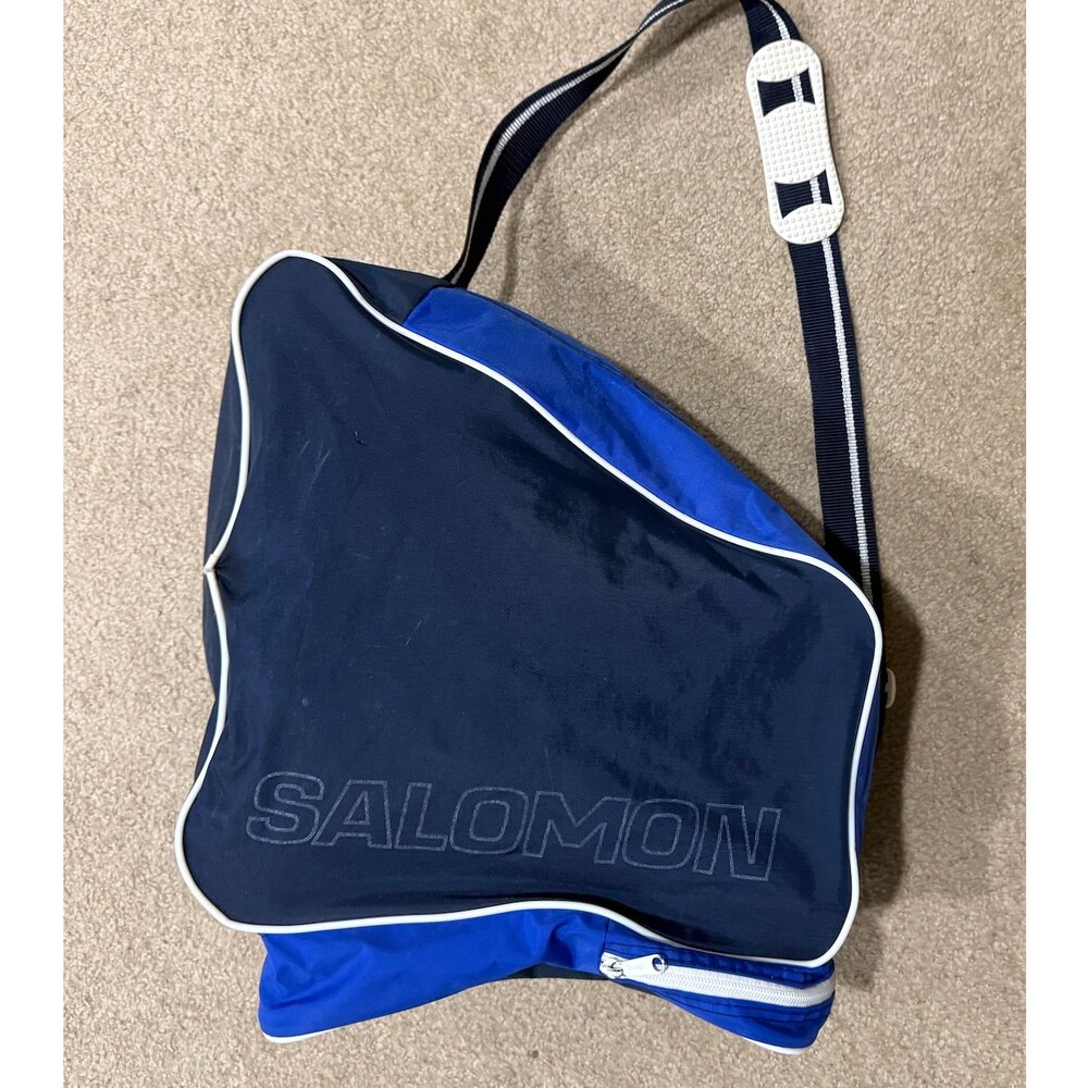 Vintage 90s Salomon Ski Boot Duffle Bag Blue White Streetwear Travel Rare